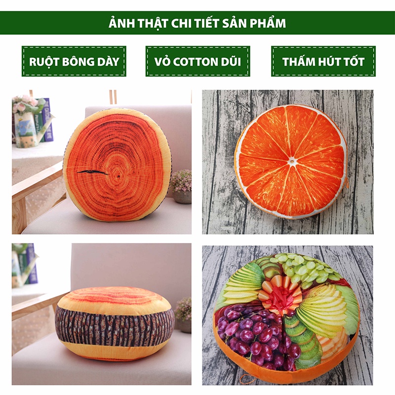 Gối tựa lưng hoa quả HOMIES vải nhung mềm mịn 40cm x 40cm