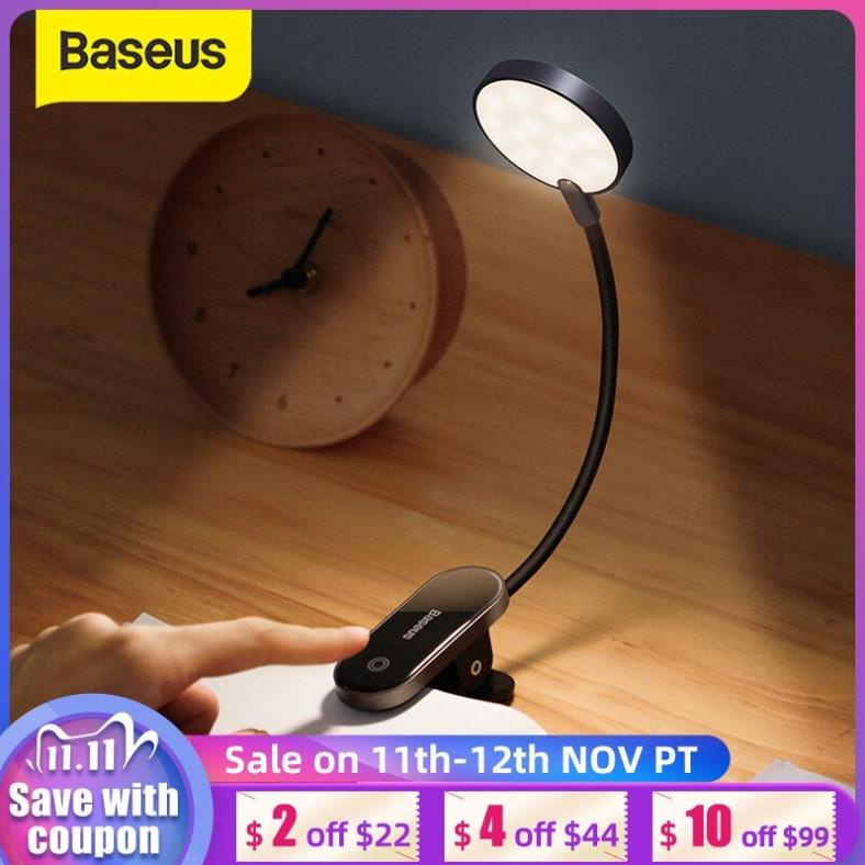 Đèn LED nhỏ Baseus kẹp thành bàn không dây cảm ứng sạc Mini Clip Lamp