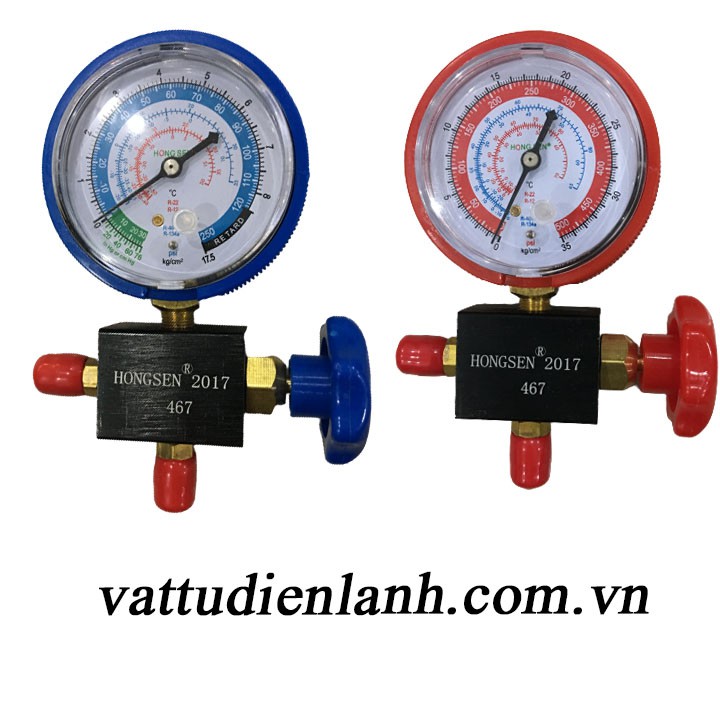 Đồng hồ đo nạp gas đơn hãng Hongsen Cao áp - Hạ áp HS-467AH HS-467AL TD