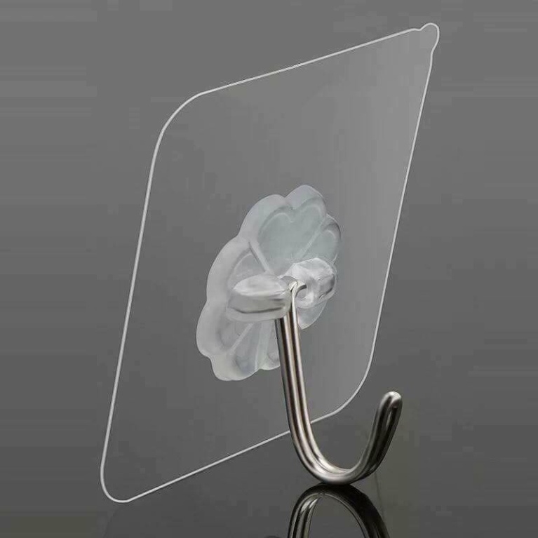 combo 5 móc dính tường trắng trong, móc dán tường siêu chắc kích thước 6*6cm