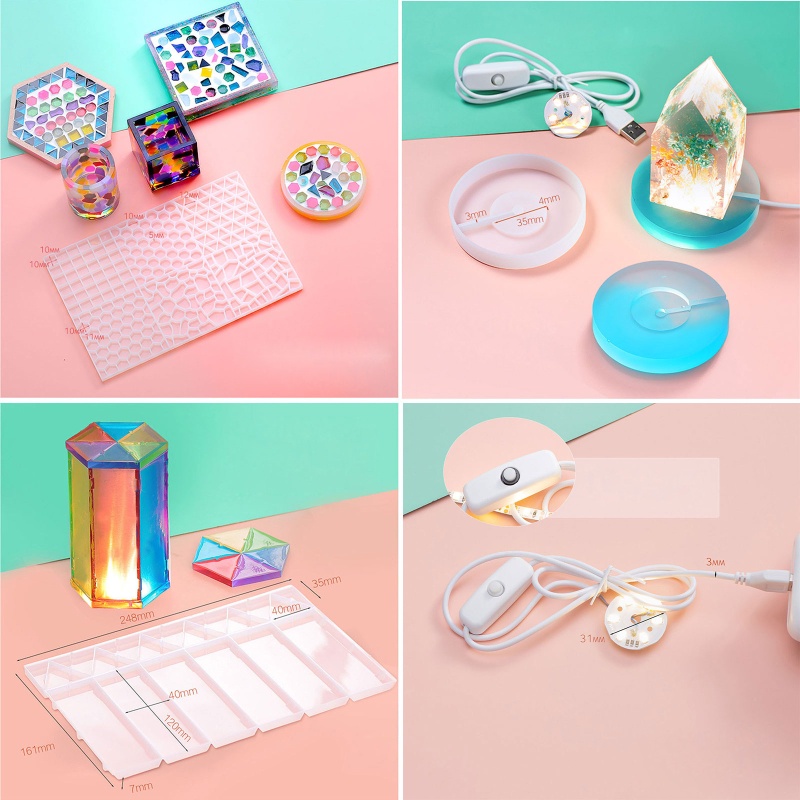 Khuôn Silicone Hình Lục Giác Làm Đồ Thủ Công Mỹ Nghệ Tái Sử Dụng Linh Hoạt