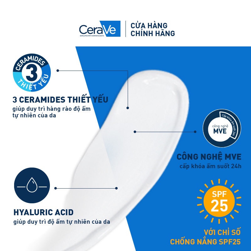 Bộ sản phẩm CeraVe kem dưỡng ban ngày 52ml&amp; sữa rửa mặt sạch sâu cho và da khô 20ml