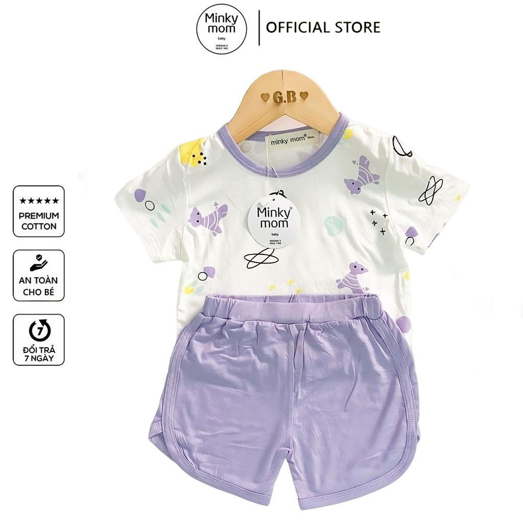 Bộ cộc tay Minky mom chất sợi peptit quần áo trẻ em unisex cho bé trai bé gái 1085