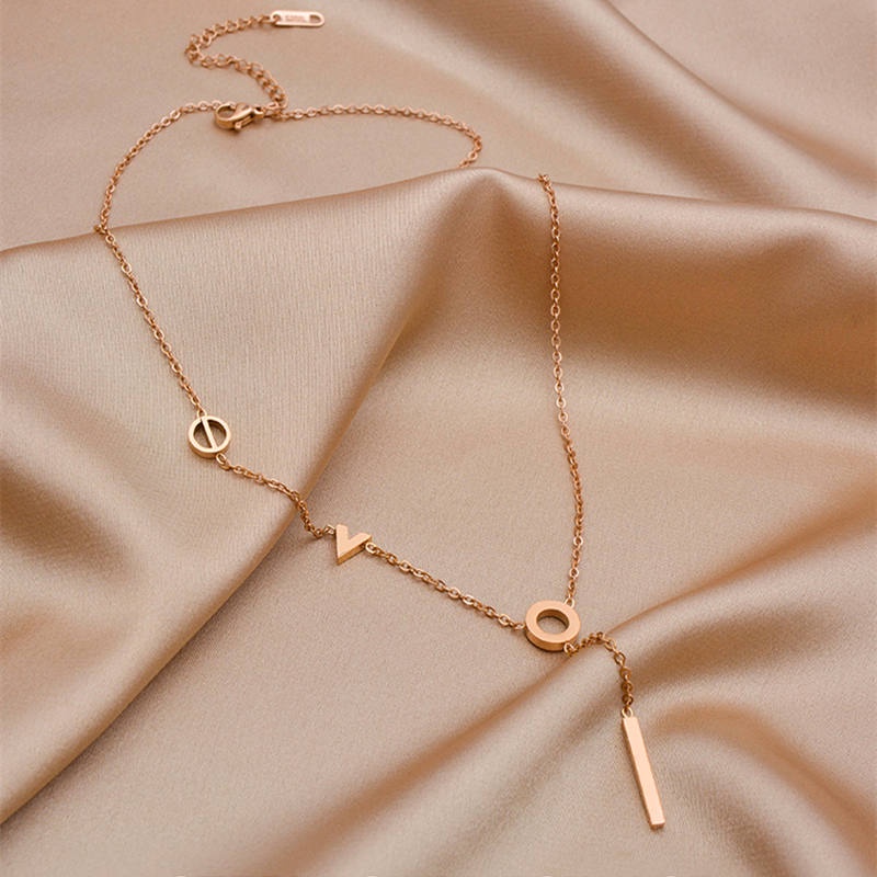 Dây chuyền titan nữ KHÔNG GỈ vòng cổ đẹp thiết kế chữ Love thời trang trang sức titan cao cấp phong cách ins hàn quốc 2021