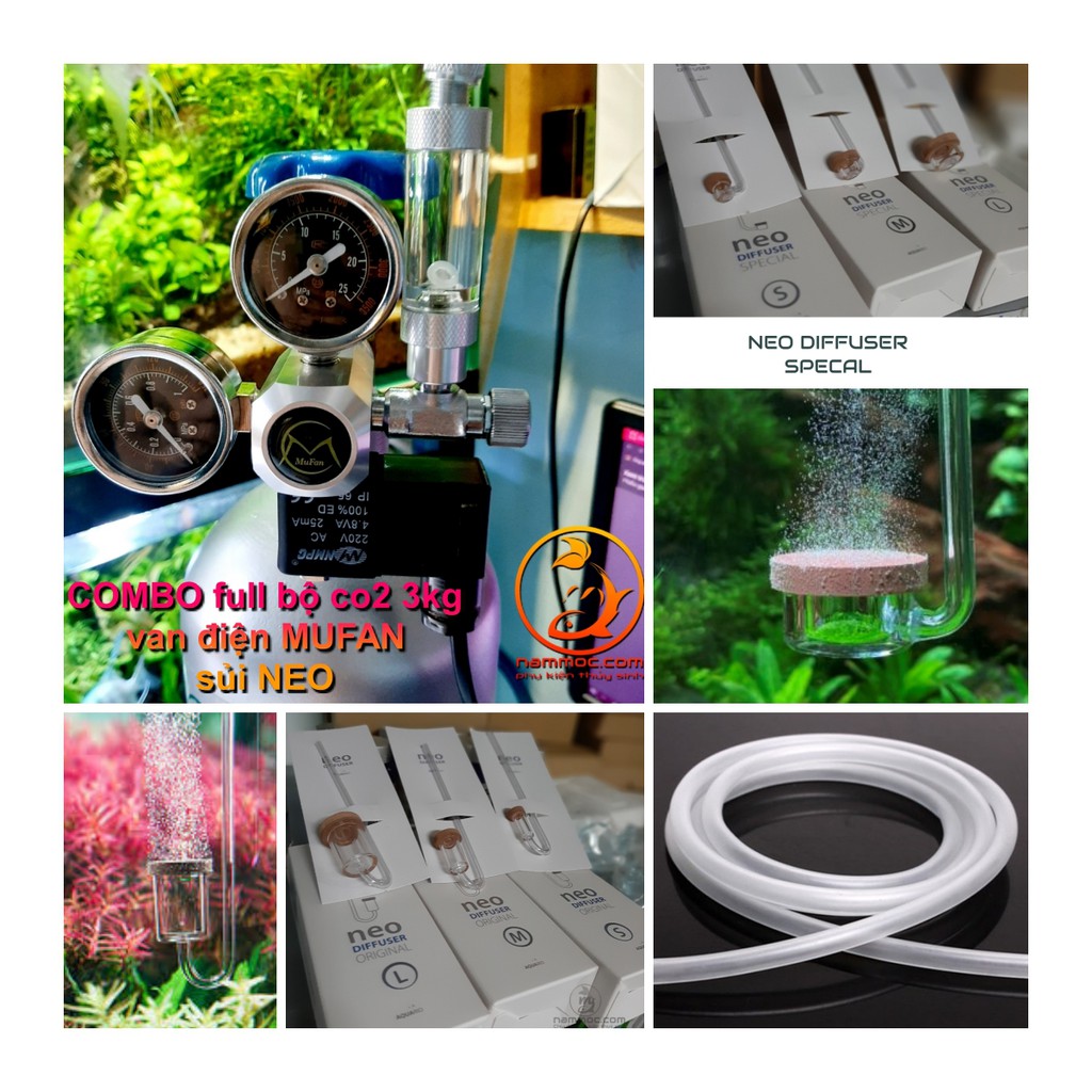 COMBO FULL BỘ CO2 3KG - VAN ĐIỆN MUFAN - SỦI NEO