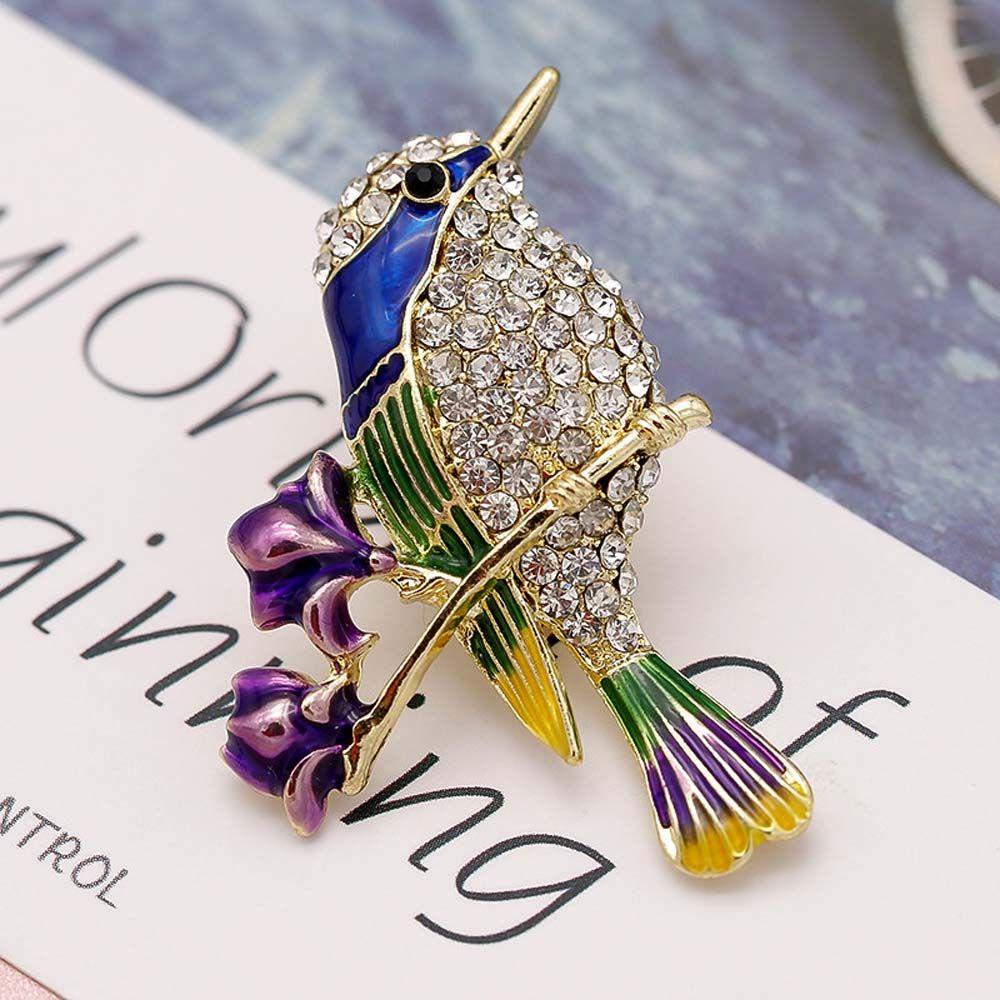 QQMALL Trâm Cài Áo Hợp Kim Hình Cành Hoa / Động Vật Đính Đá Thời Trang Cho Nữ