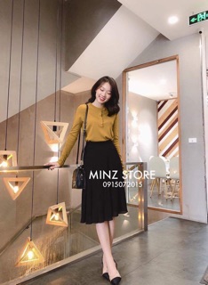 Áo cotton len cổ tàu cài khuy