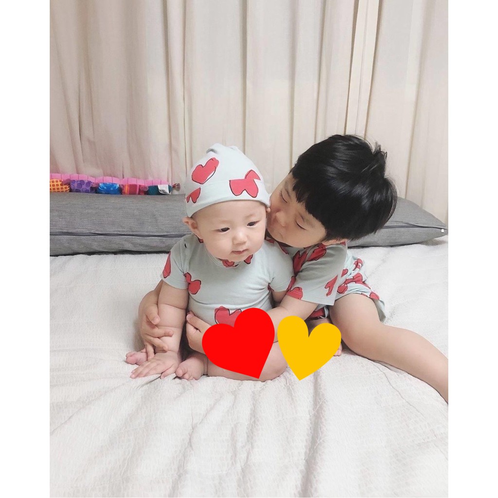 Bộ Thun Lạnh Minky Mom Trái Tim Cao Cấp  Bộ Thun Lạnh Cộc Tay Cho Bé