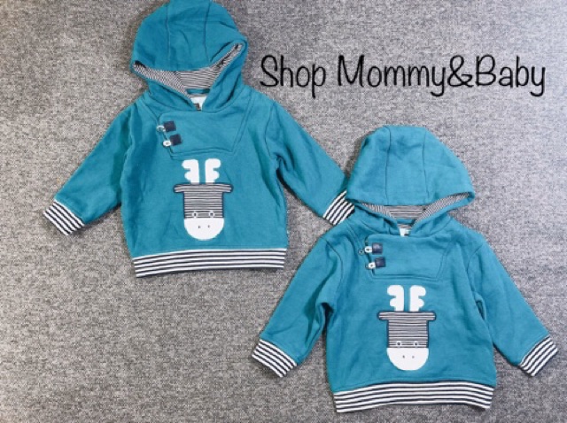 Áo hoddie hãng Obaibi xuất dư chất liệu nỉ chui đầu có mũ size từ 3 tháng đến 3 tuổi