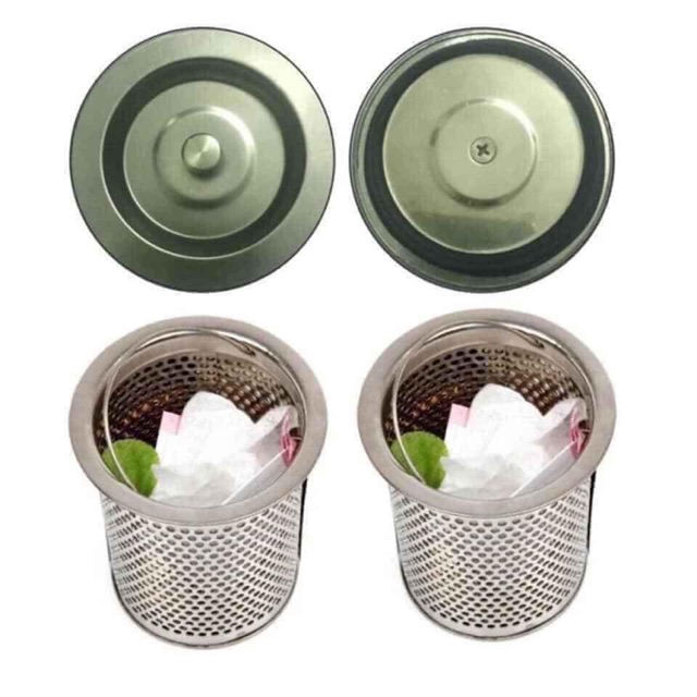 giỏ lọc rác inox bồn rửa bát ( kèn giỏ và nắp như ảnh)