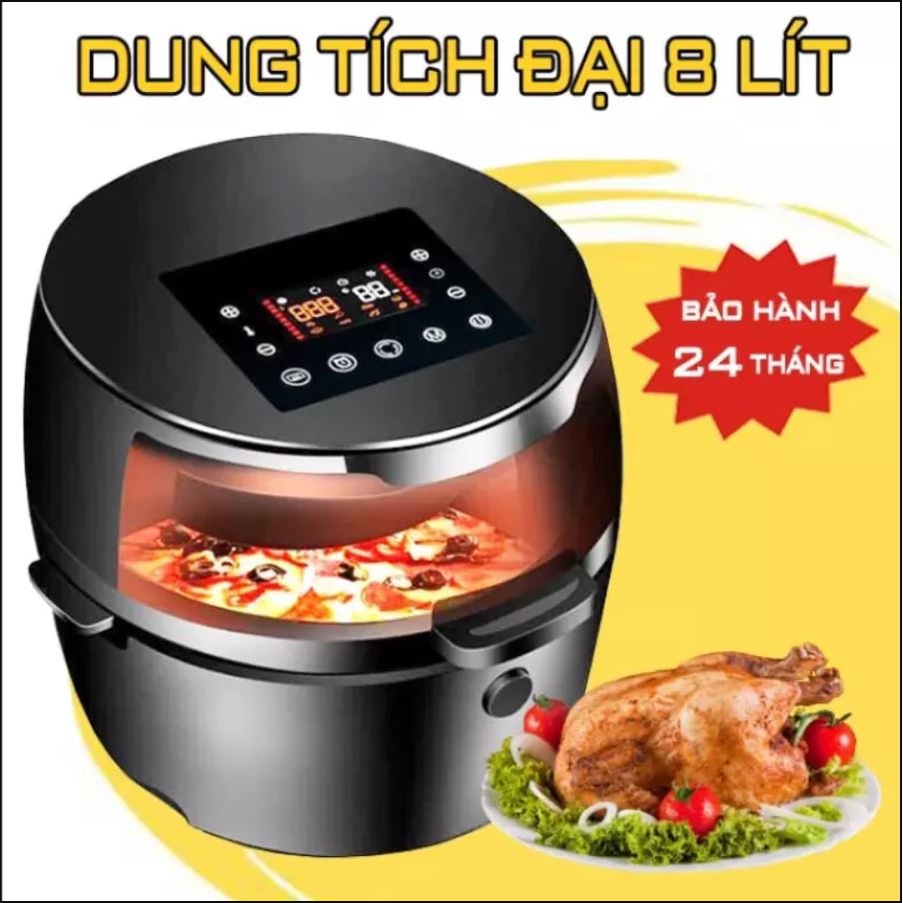 [Hàng nhập khẩu] Nồi chiên không dầu MKMaoKe, Nine Shield 8 Lít, Tự đảo, Công Suất 1500W, Bảo Hành 2 năm