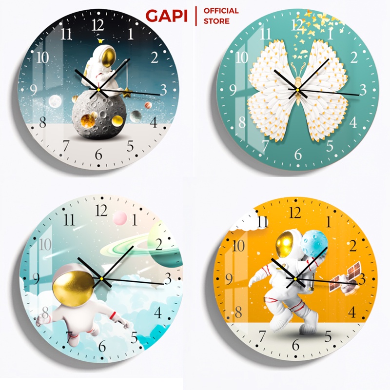 Đồng hồ treo tường kim trồi Gapi họa tiết phi hành gia