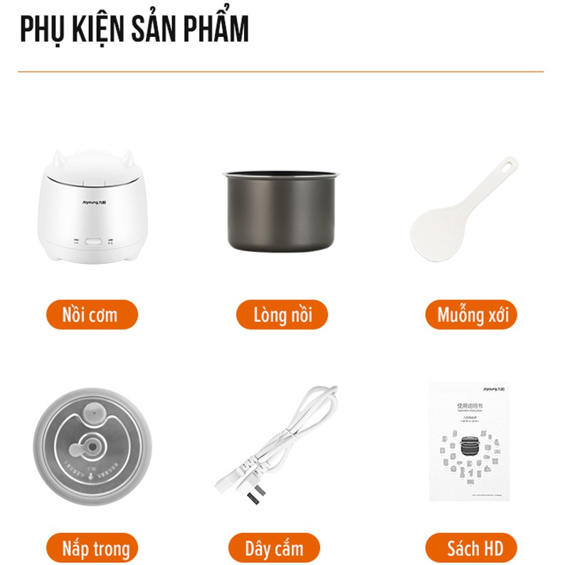 Nồi cơm tiểu quỷ Joyoung F-15Z609 dành cho sinh viên, gia đình 1 - 2 người ăn (Màu ngẫu nhiên) | BigBuy360 - bigbuy360.vn