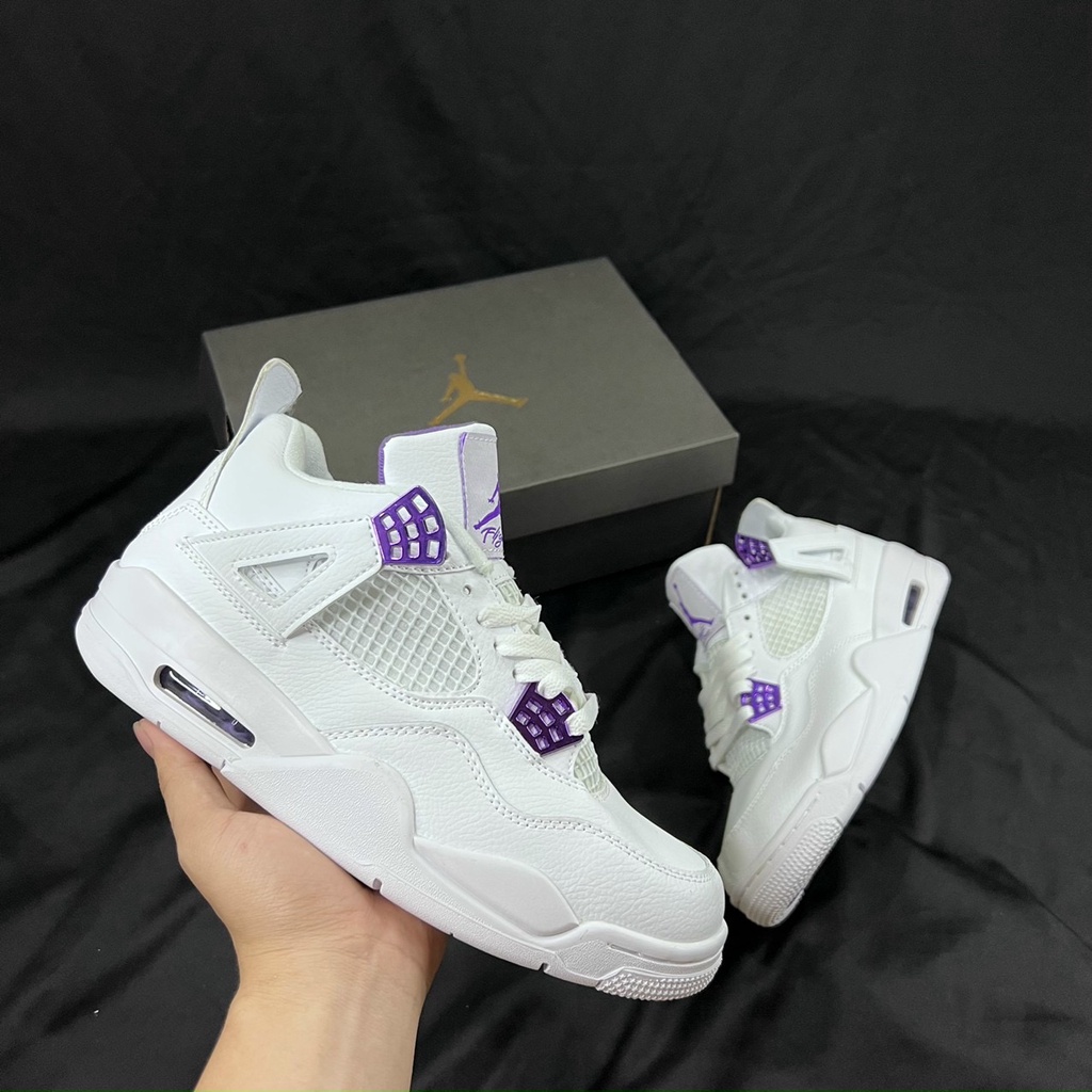 Giày thể thao nam nữ Jordan 4 trắng tím