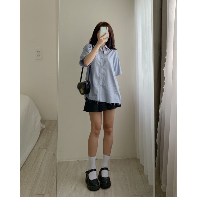 Áo sơ mi túi hộp chất vải kaki mềm 888