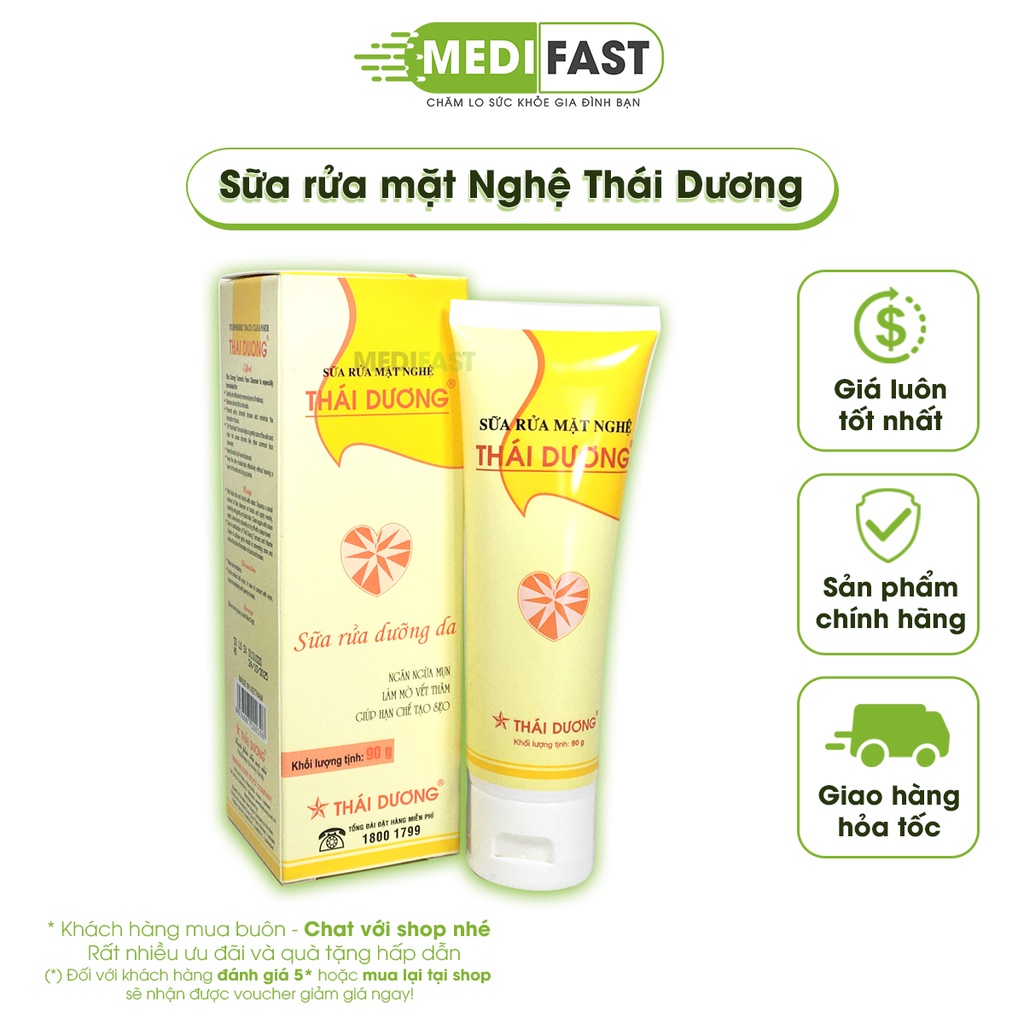 Sữa rửa mặt kem nghệ Thái Dương - Sữa rửa dưỡng da - Tuýp 90g