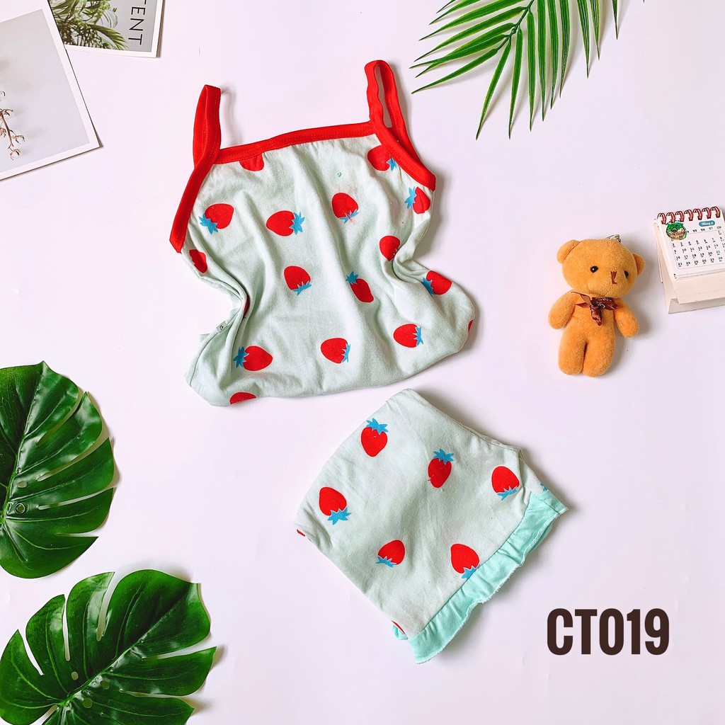 [HOT HOT] Bộ Bé Gái Hai Dây Thun Cotton 2 Chiều Co Dãn Thấm Hút Mồ Hôi Xinh Xắn Cho Bé