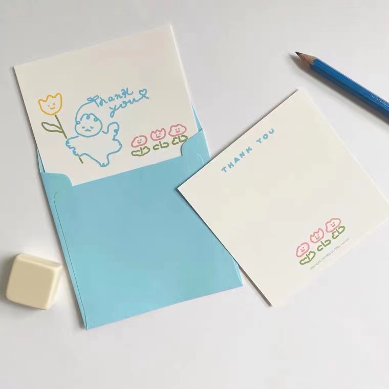 Thẻ và phong bì in chữ họa tiết chúc mừng