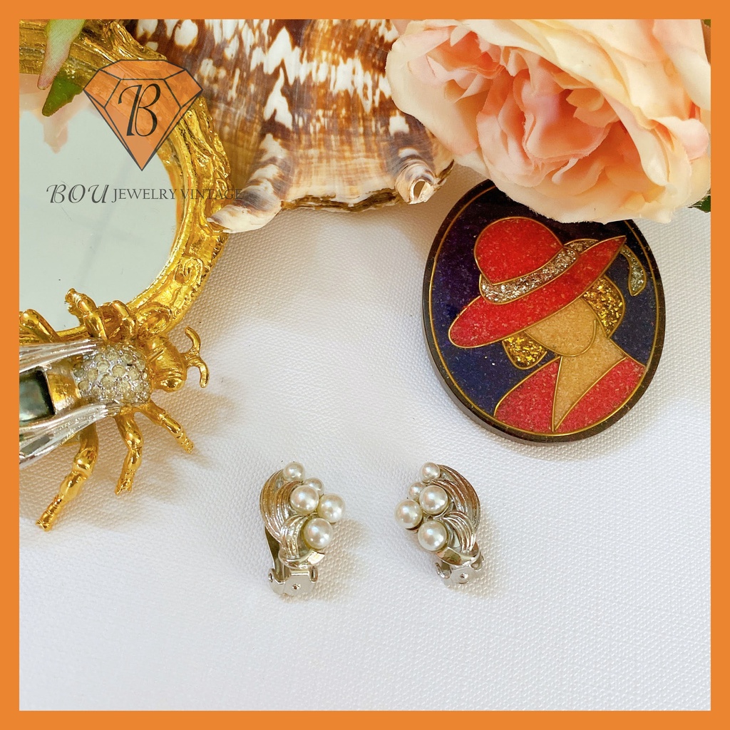 BÔNG TAI SECONDHAND TRANG SỨC SI NHẬT BẢN BOU JEWELRY VINTAGE MÃ BT116