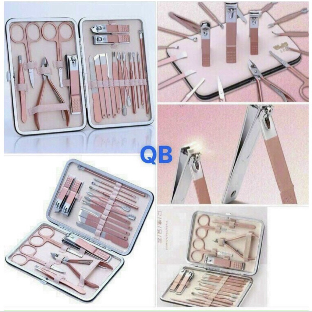 Bộ Kiềm/Bộ Dụng Cụ Làm Móng Tay 18 Món Bằng Thép Không Rỉ ❤Hàng Đẹp❤Màu Hồng Xinh Xắn