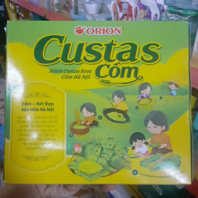 Bánh Custas kem cốm Hà Nội Orion hộp 12 gói x 23g