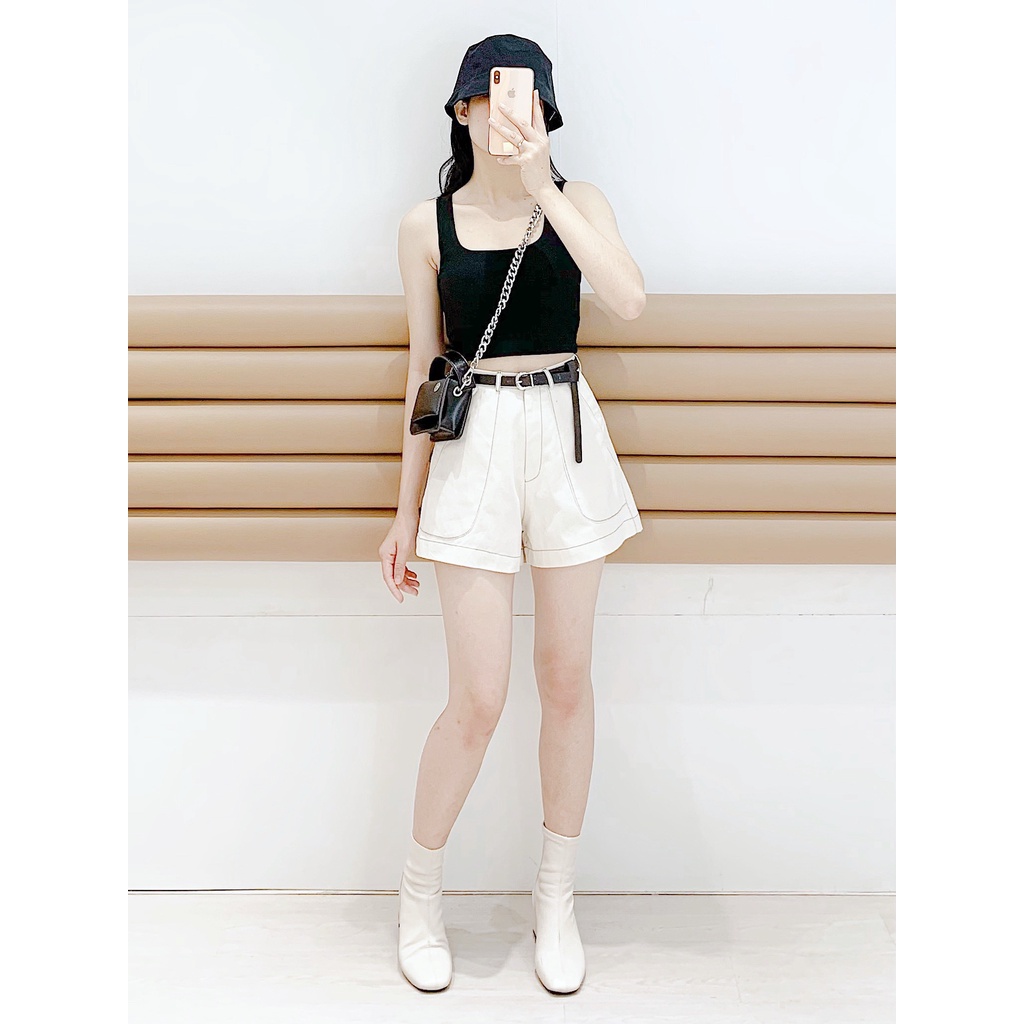 Áo kiều croptop nữ cổ vuông THE CIU - Hava Top