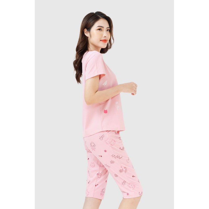 Bộ mặc nhà áo cộc tay quần lửng đến gối Cotton Winny 21330 Giá 489.000đ