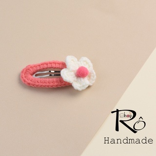 Kẹp tóc bằng len handmade, cặp tóc xinh hình bông hoa nhỏ 5.5cm[Hàng sẵn- Ảnh thật]