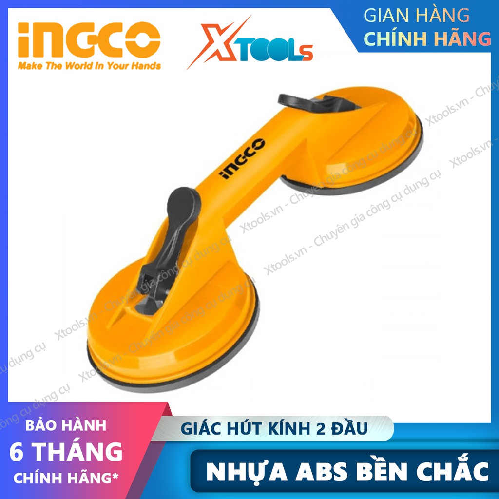 Giác hút kính 2 đầu INGCO HSU025001 115mm giác hút chân không nhựa ABS siêu bền trọng lượng nâng kính tối đa 50kg