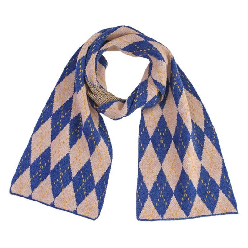 Khăn Choàng Cổ Giữ Ấm Mùa Đông In Họa Tiết Lưới Kim Cương