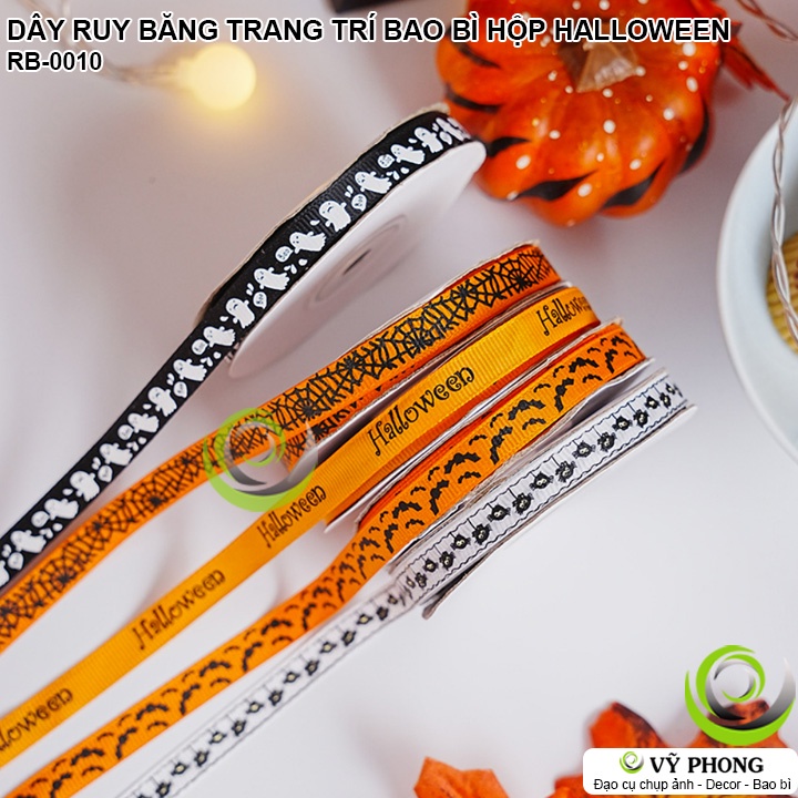 DÂY RUY BĂNG TRANG TRÍ HALLOWEEN DÂY VẢI DECOR ĐÓNG GÓI QUÀ TẶNG BAO BÌ HỘP BÁNH KẸO LỄ HỘI MA QUỶ RB-0010