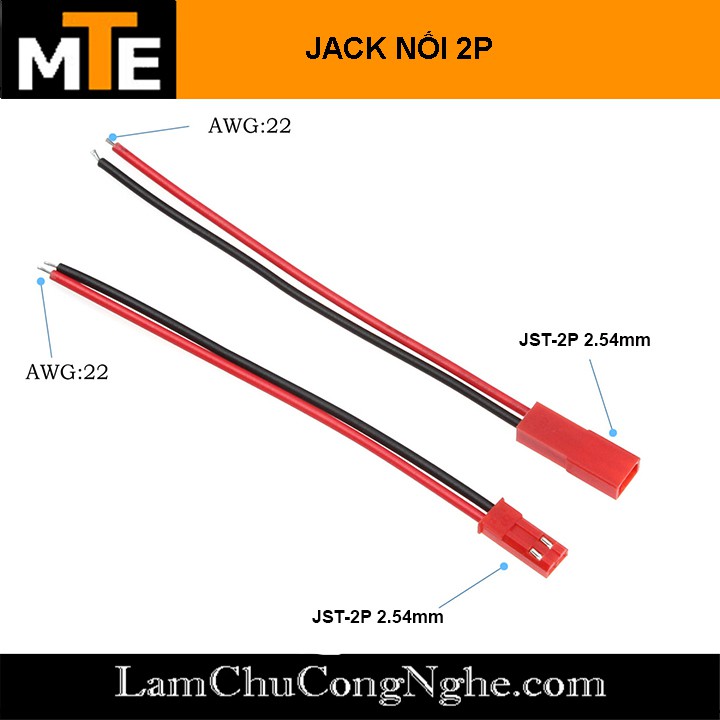 Cặp Jack kết nối JST-2P 2 Pin 20CM