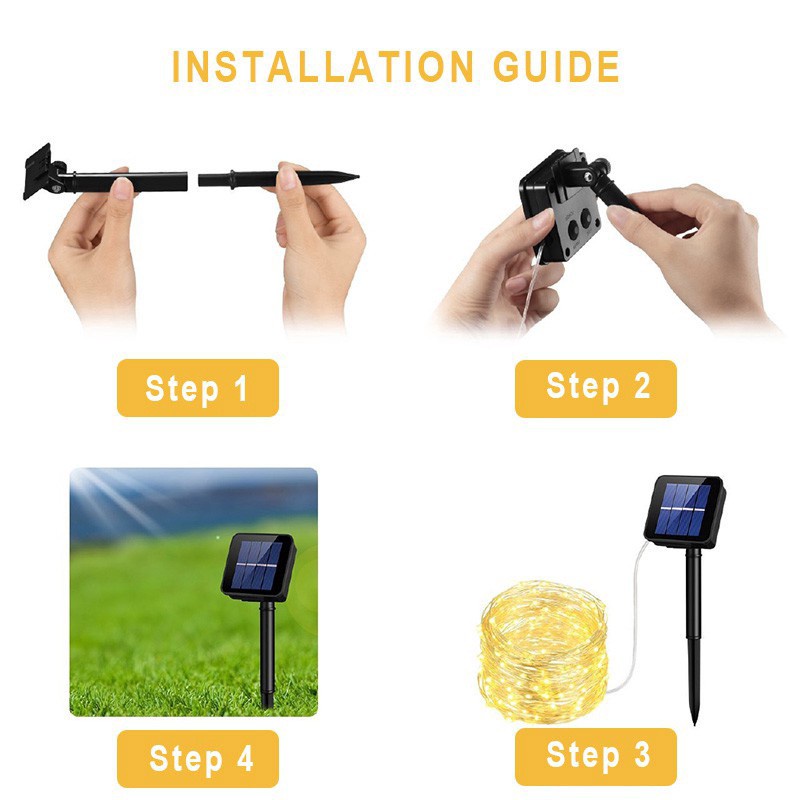 Dây đèn nháy LICER bằng đồng sử dụng năng lượng mặt trời 10m/ 20m 8 chế độ ánh sáng chống thấm nước trang trí đa năng