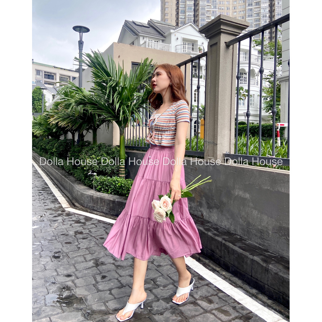 Chân váy Ba tầng nút Lưng Chun Thoải Mái mẫu 1004 | BigBuy360 - bigbuy360.vn