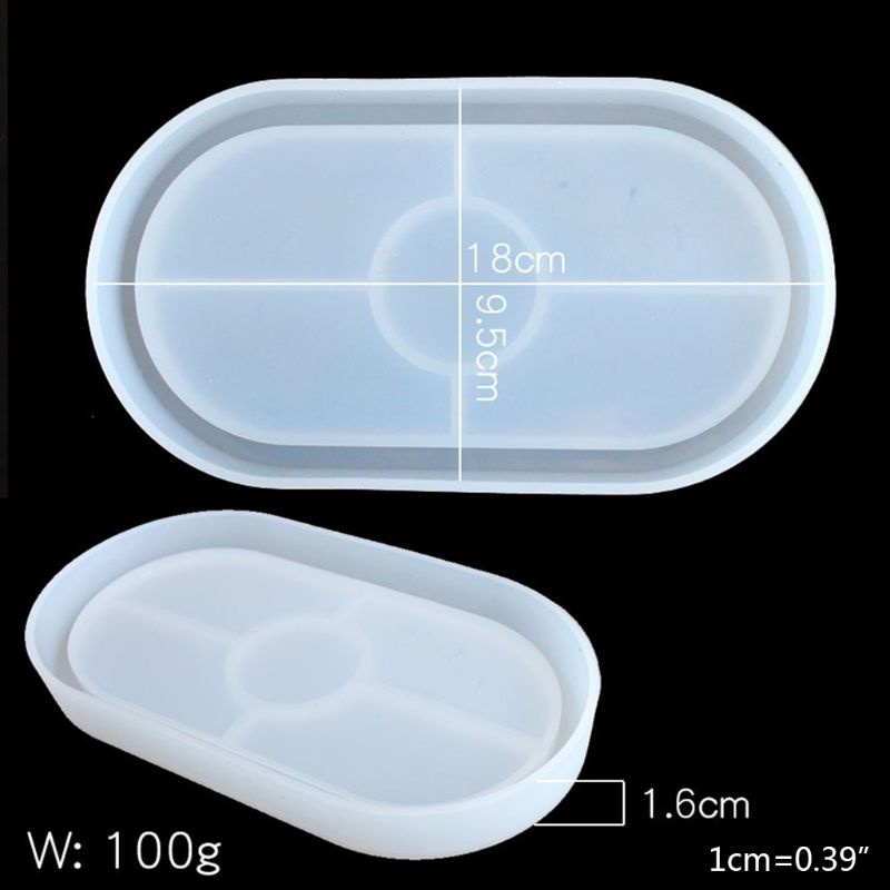 Khuôn Làm Đế Lót Ly Bằng Nhựa Resin UV Hình Elip Tráng Gương Cao Cấp DIY