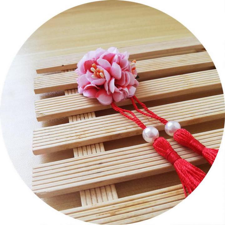 Cài tóc kẹp tóc cổ trang bông hoa tua rua ngắn cosplay