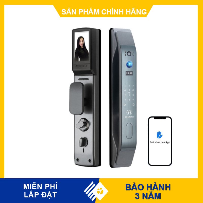 Khóa vân tay mở App điện thoại từ xa Bramah LX- 900 Plus chính hãng, bảo hành 3 năm, miễn phí lắp đặt