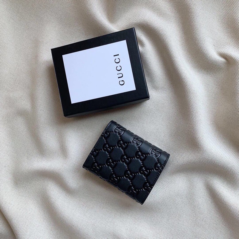 ví bóp mini da in logo khoá từ nhiều ngăn gucci Gc GG