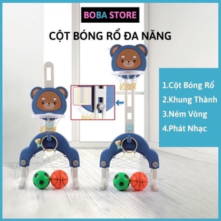 Cột bóng rổ kiêm khung thành đá bóng - có phát nhạc, ném vòng.