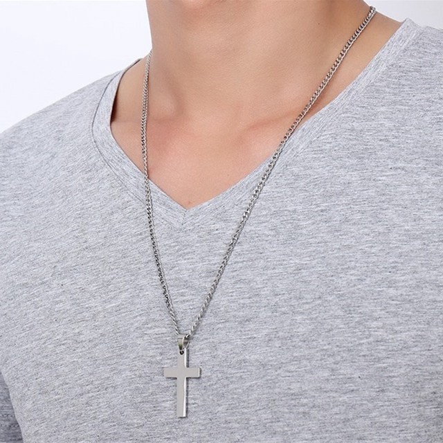 vòng cổ Hợp Kim Unisex Hình Chữ Thập Đơn Giản