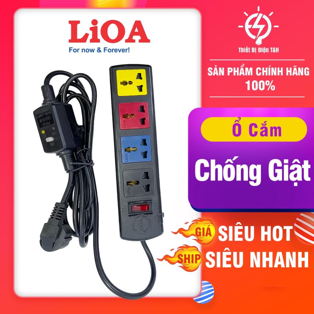 Ổ cắm điện chống giật lioa, 4 ổ cắm, 1 công tắc, 3300W, dây dài 3M, 4D33NCG