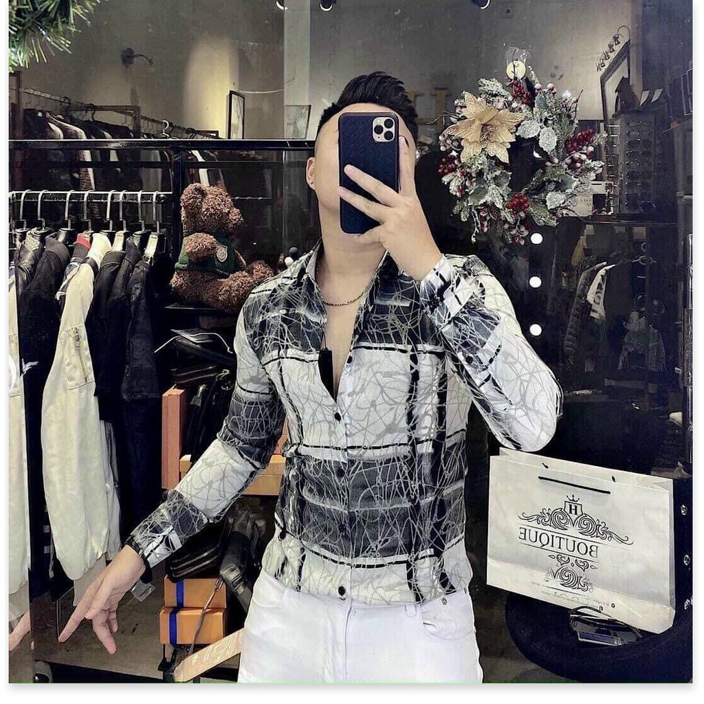 ÁO SƠ MI NAM TAY DÀI KẺ SỌC VÀ HỌA TIẾC SIÊU NGẦU THỜI TRANG KOKO MI