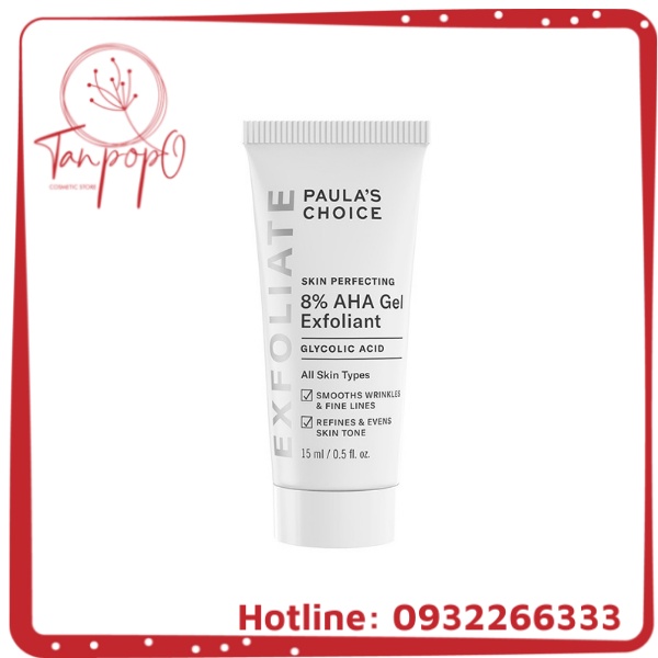 Gel loại bỏ tế bào chết làm mềm và sáng mịn da Paula's Choice Skin Perpecting 8% AHA Gel Exfoliant 15ml Mã: 1907