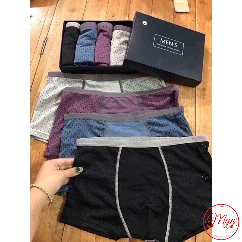 1 Hộp Sịp Men, sịp đùi nam thông hơi hộp 4 chiếc cao cấp