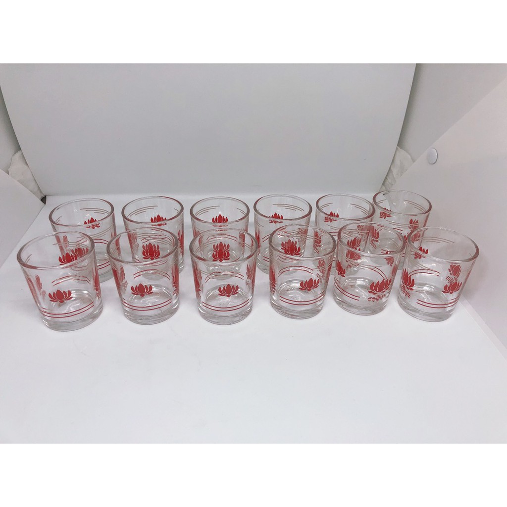 🌻 Bộ 12 Ly Thủy Tinh Uống Trà Hoa Sen