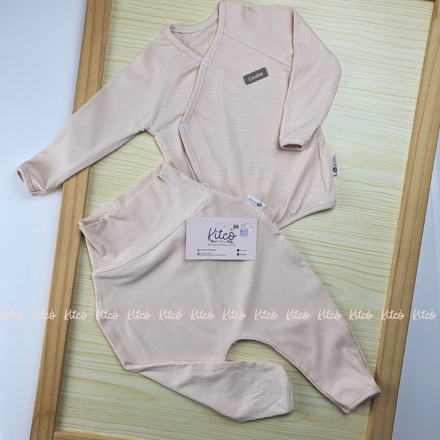 COOKIE Bộ dài tay cài chéo quần cạp bo