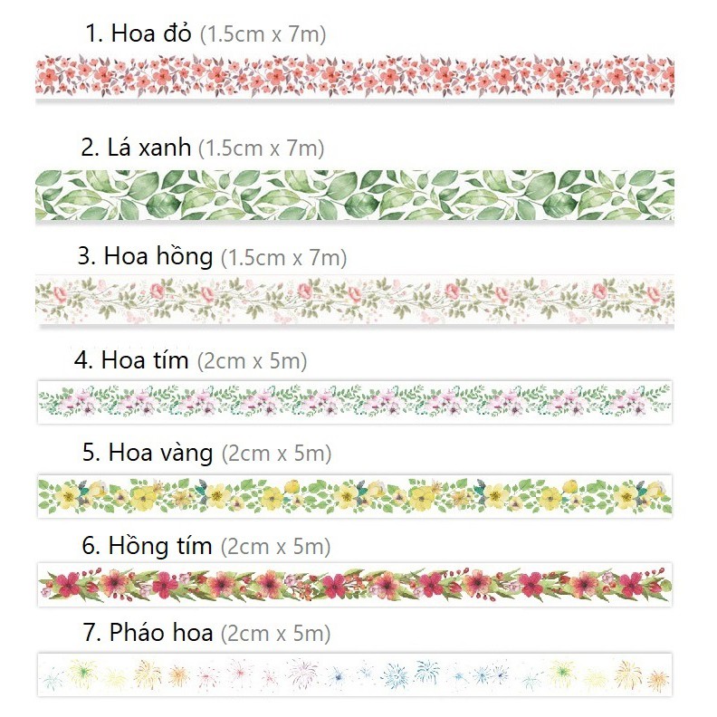 Băng dính washi tape trang trí planner WST132