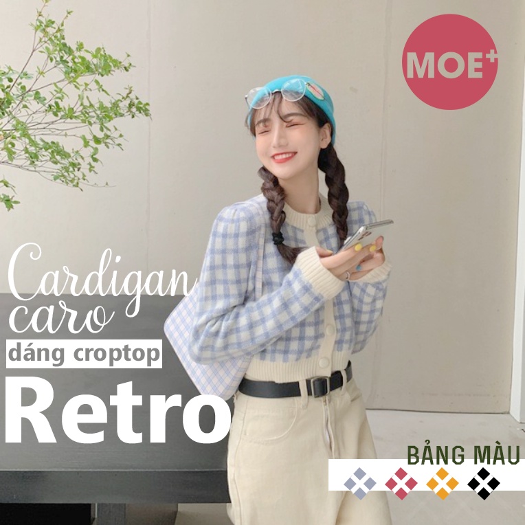 HÀNG SẴN_Áo Khoác Cardigan Cashmere Croptop Caro Vintage