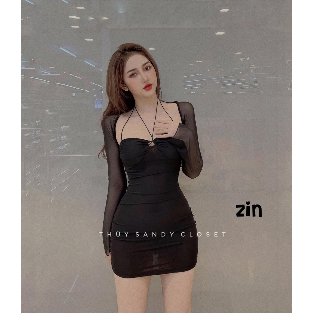 Váy lưới phối dây