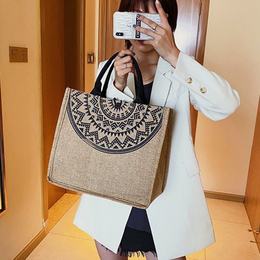 Túi Xách Vải Lanh Cao Cấp Họa Tiết Thổ Cẩm Phong Cách Retro